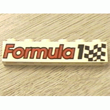 Part 3009pb045 White Brick 1 x 6 with 'Formula 1' and Checkered Flag Pattern 